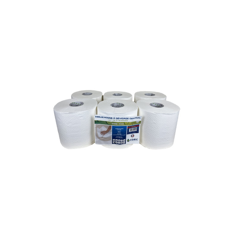 Bobine essuie mains blanche 450 F - COBS2225 - paquet de 6