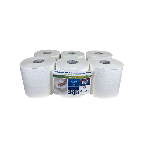 Bobine essuie mains blanche 450 F - COBS2225 - paquet de 6