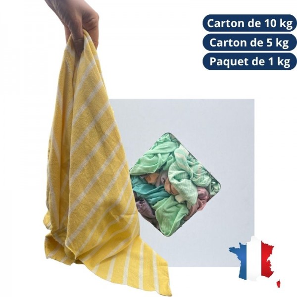 Chiffon d'essuyage coton type tee-shirt jersey extra clair - TEC - carton de 10kg